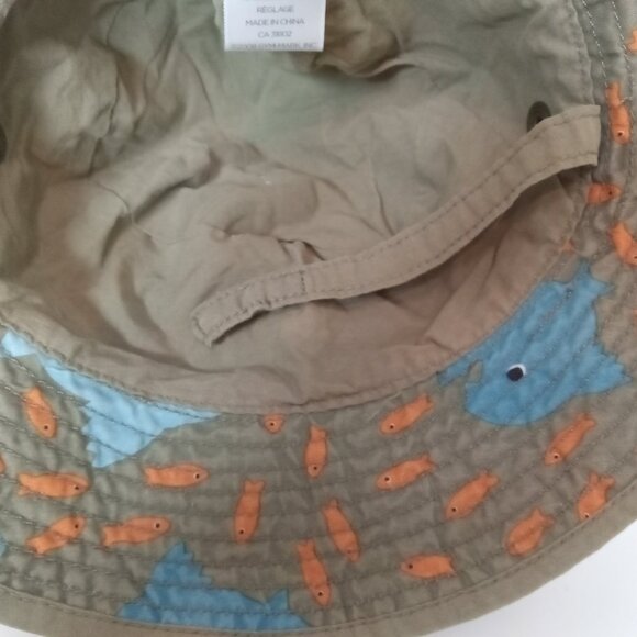 GYMBOREE Baby Boy Bucket Sun Hat Blue With Fish 6-12 Months Camo Chin Strap - Picture 11 of 12
